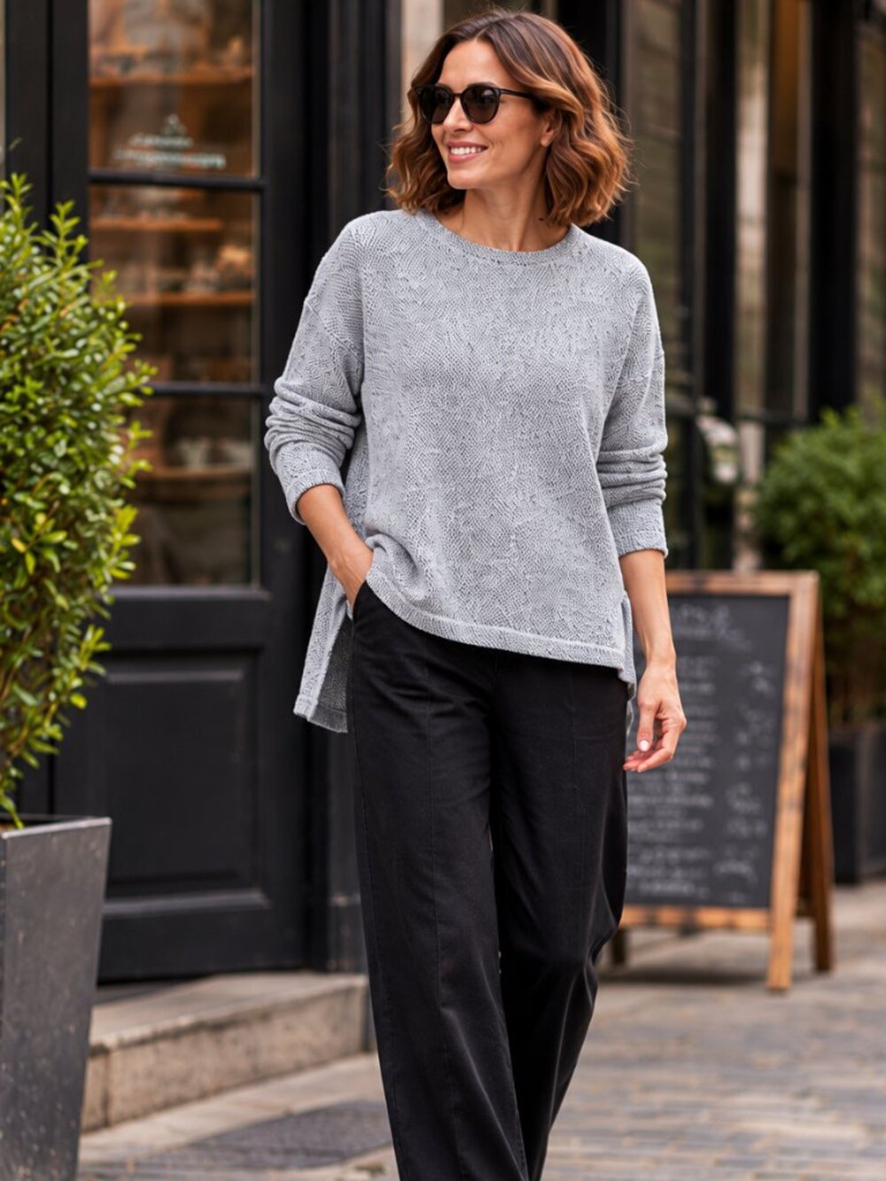 Eileen Fisher Organic Cotton Textured Crewneck Sweater